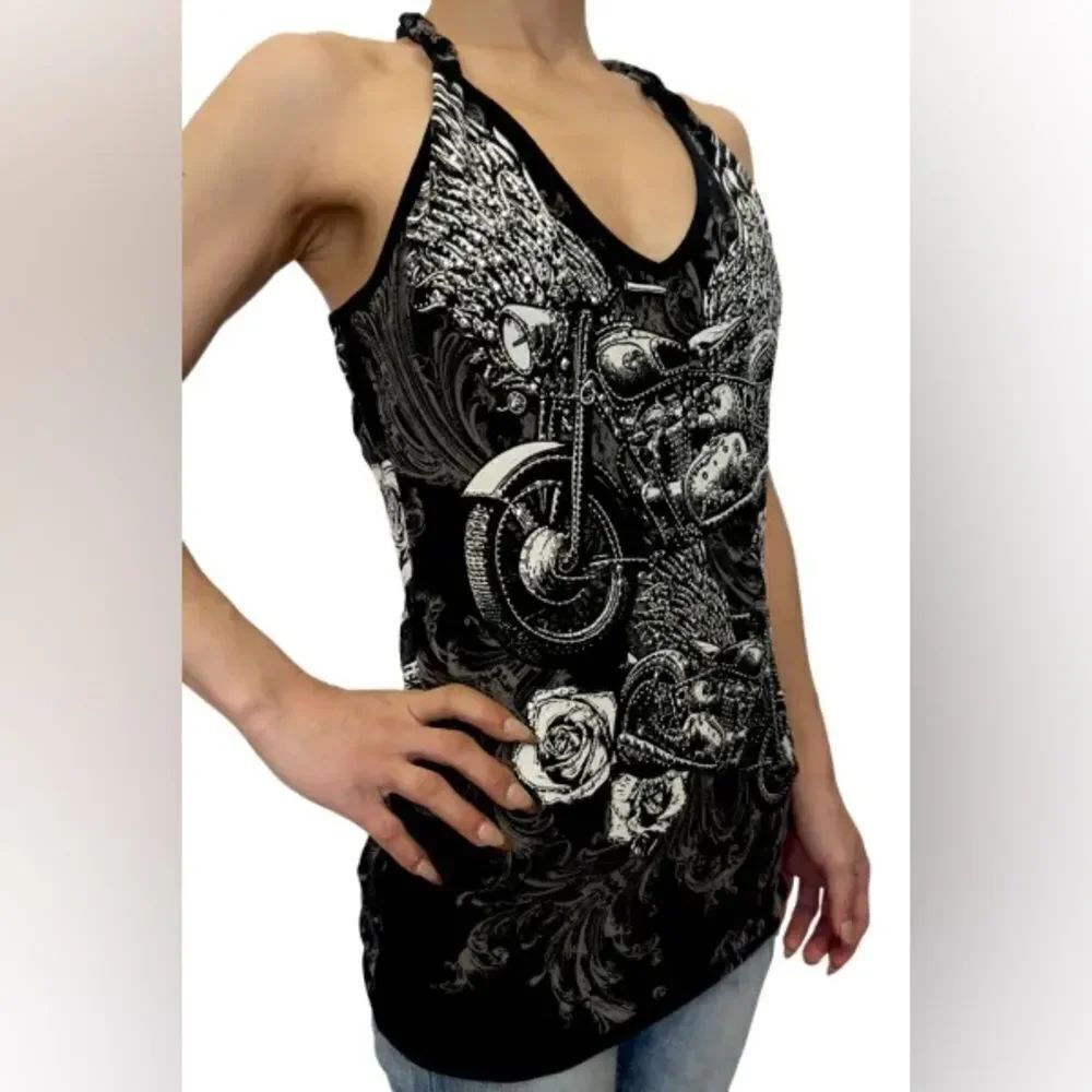 Renegade Rider Rhinestone Racerback Top by Platinum Plush